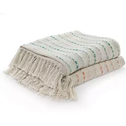 Peach Shimmer Stripe Woven Throw