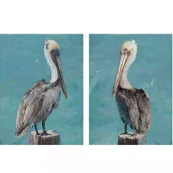 Pelican Perch I & II Canvas Art Prints, Set of 2