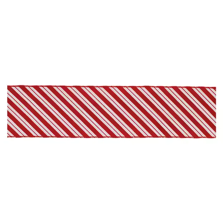 Peppermint Stripe 5 yd Christmas Ribbons, Set of 2