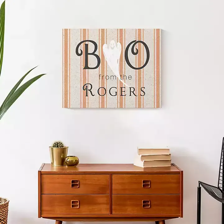 Personalized Boo Ghostly Stripes Wall Plaque