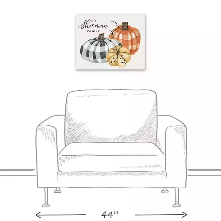 Personalized Buffalo Check Pumpkins Canvas Print