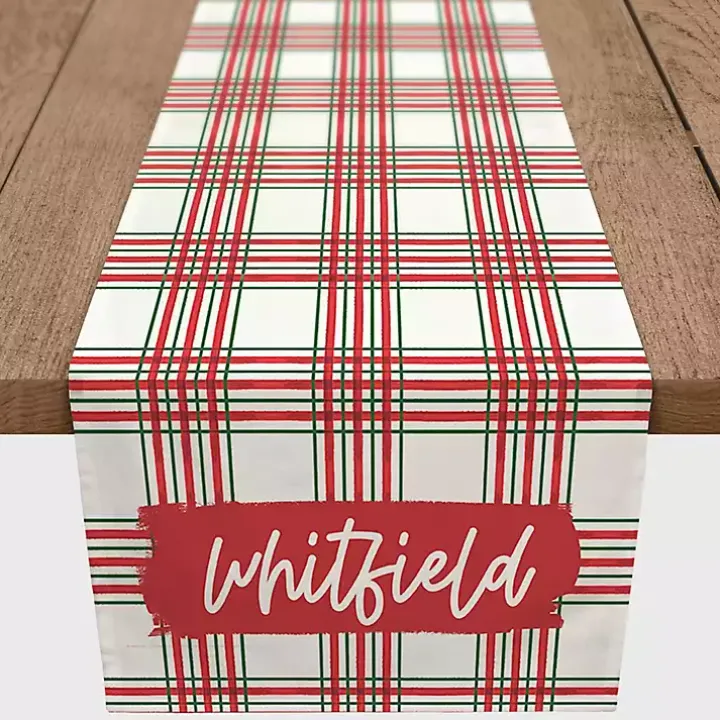 Personalized Christmas Plaid Table Runner, 72 in.