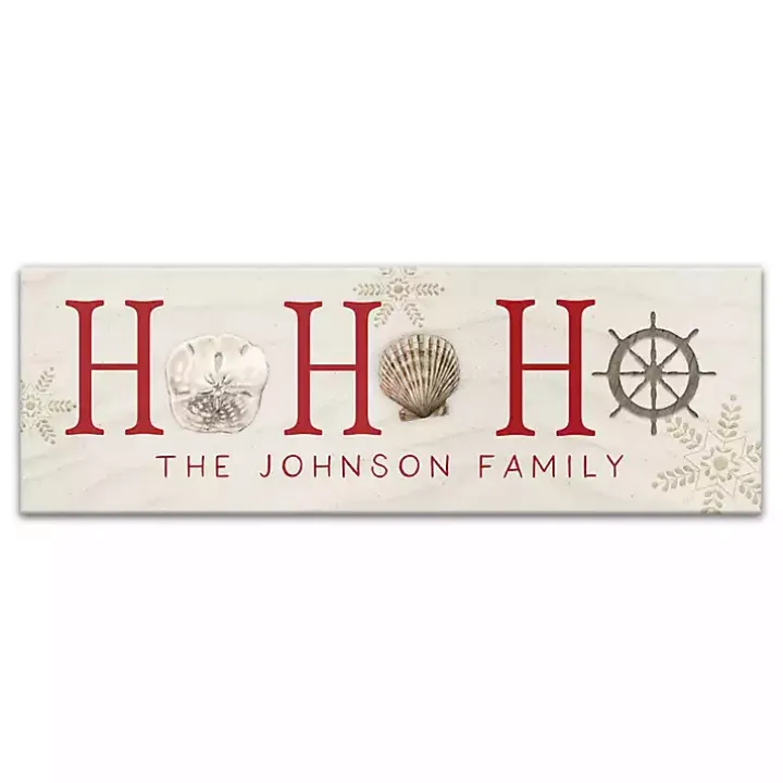 Personalized Coastal Ho Ho Ho Canvas Art Print
