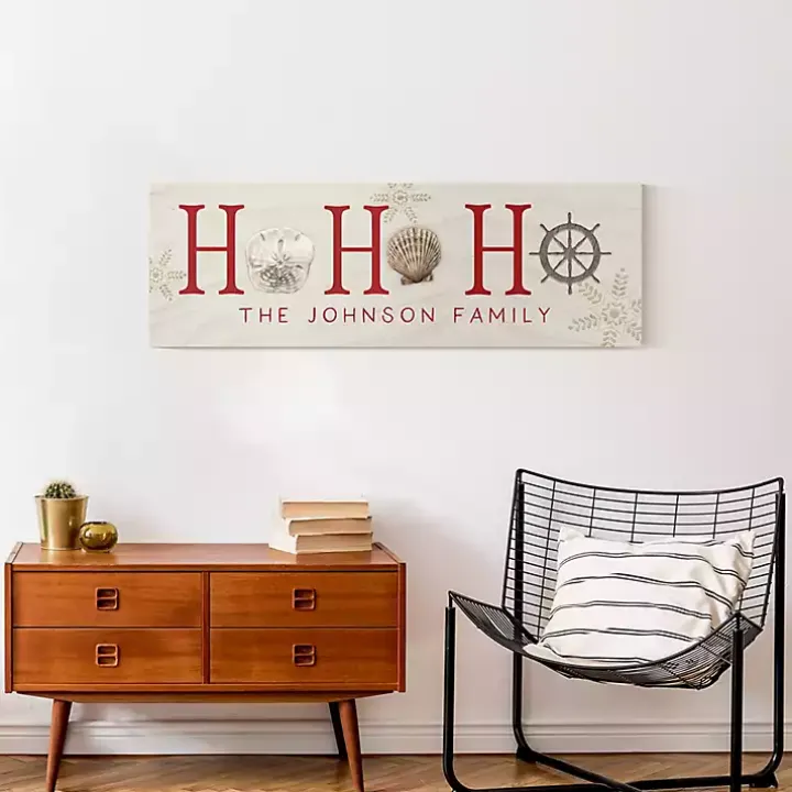 Personalized Coastal Ho Ho Ho Canvas Art Print