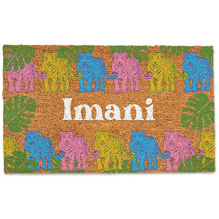 Personalized Colorful Tigers Coir Doormat