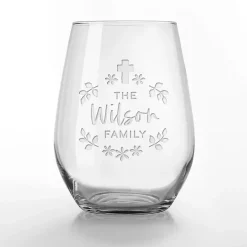 Personalized Easter Cross Wine Glasses, Set of 2