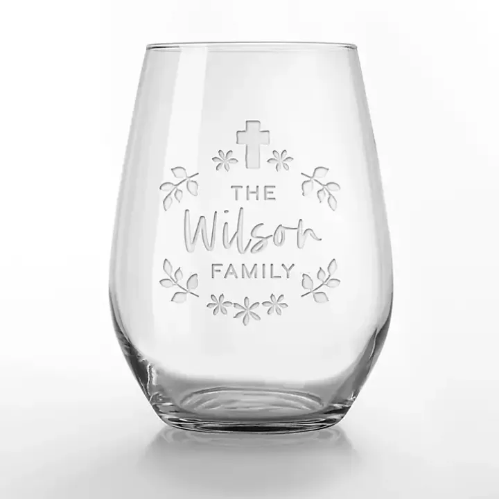 Personalized Easter Cross Wine Glasses, Set of 2