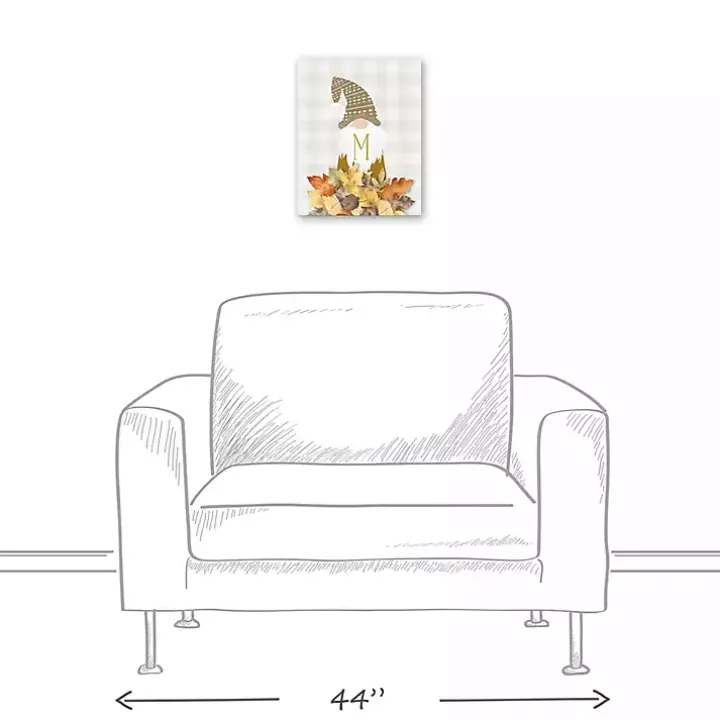 Personalized Fall Gnome Monogram Canvas Art Print