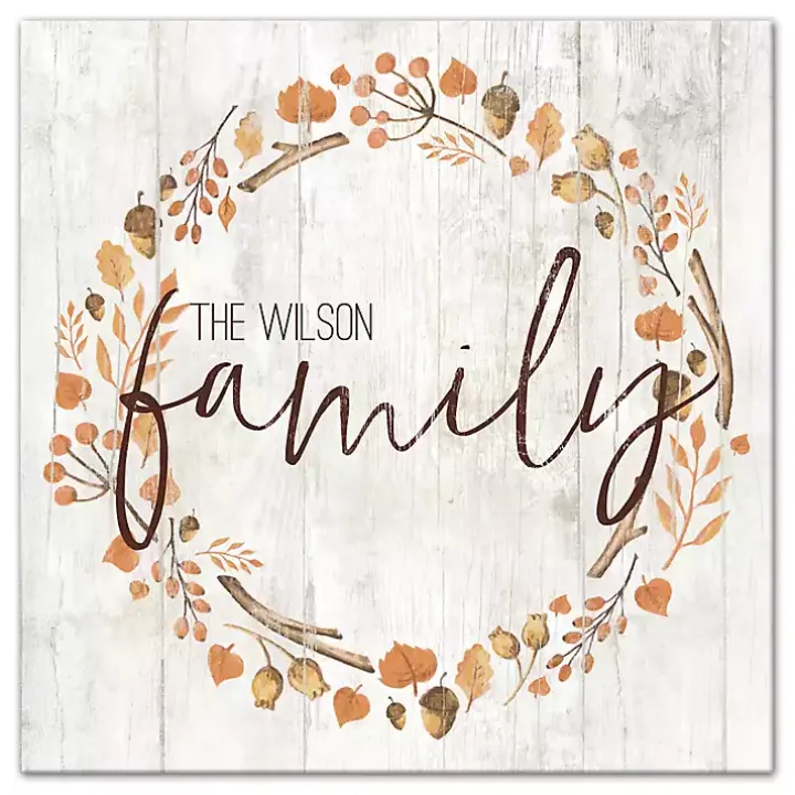 Personalized Family Harvest Wreath Canvas Print