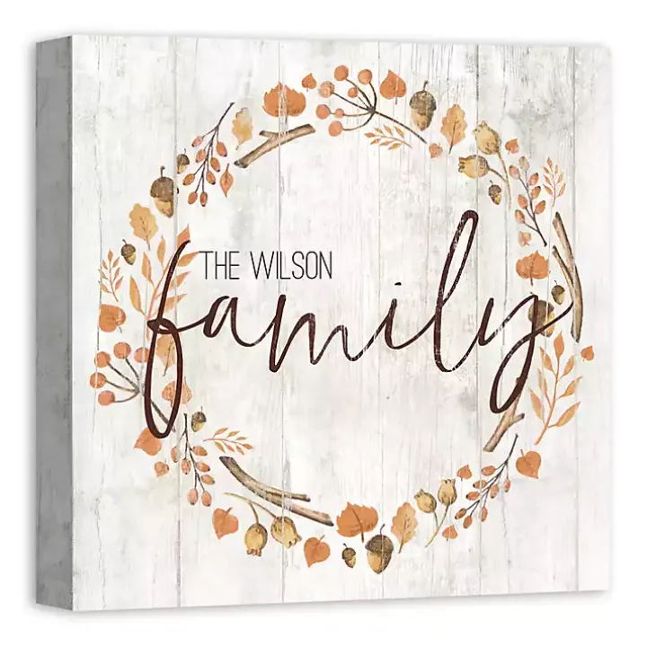 Personalized Family Harvest Wreath Canvas Print