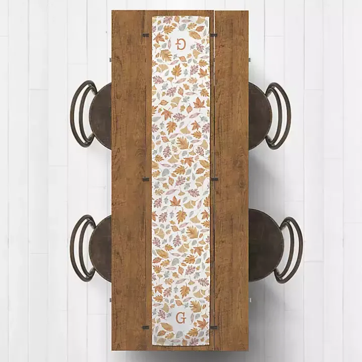 Personalized Leaves Monogram Table Runner, 90 in.