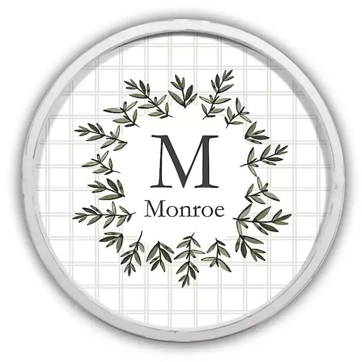 Personalized Monogram Leafy White Frame Plaque
