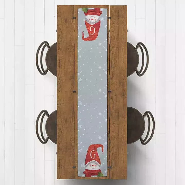 Personalized Monogram Snowman Table Runner, 72 in.