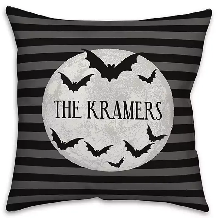 Personalized Moonlit Bats Outdoor Throw Pillow