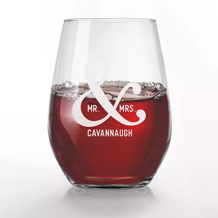Personalized Mr. & Mrs. Wine Glasses, Set of 2