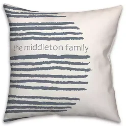 Personalized Navy Stripes Outdoor Pillow