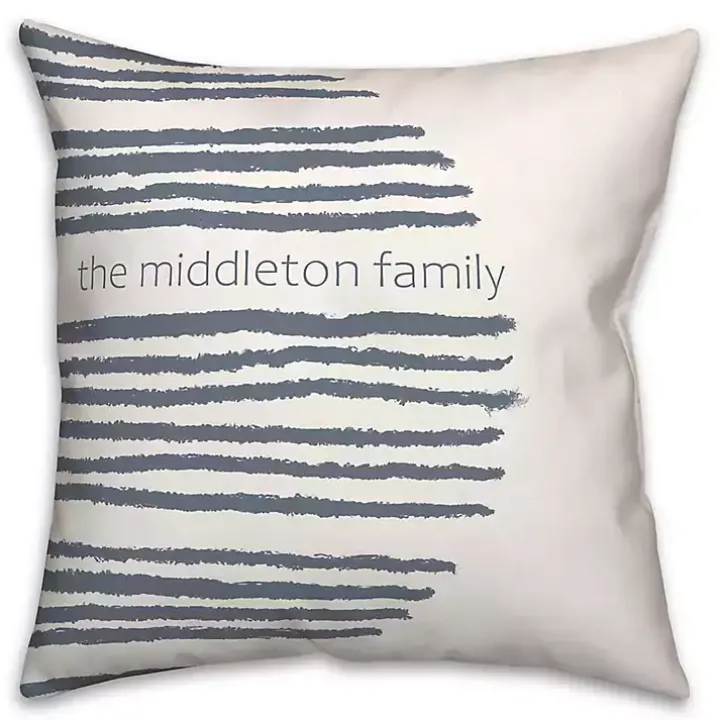 Personalized Navy Stripes Outdoor Pillow