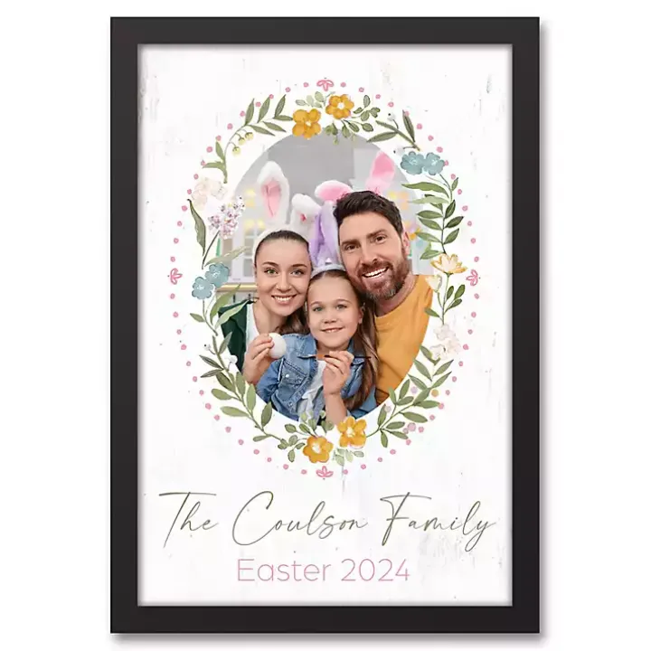 Personalized Photo Floral Wreath Canvas Print