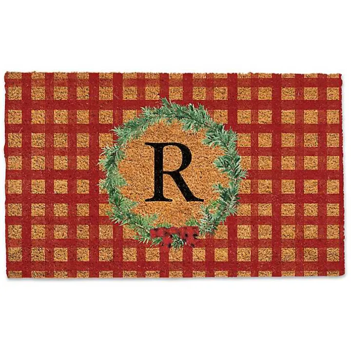 Personalized Plaid Christmas Monogram Doormat