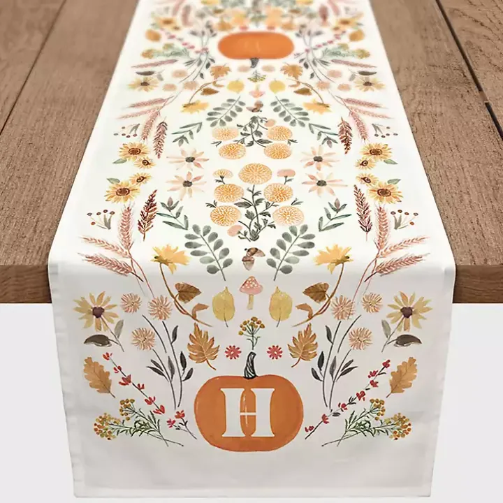 Personalized Pumpkin Floral Table Runner, 72 in.