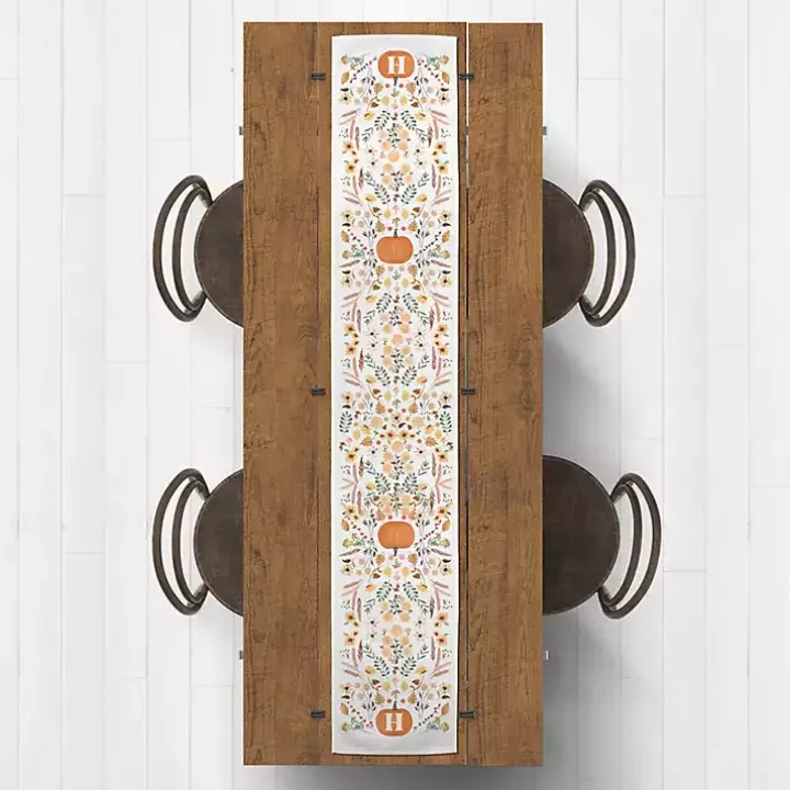 Personalized Pumpkin Floral Table Runner, 72 in.