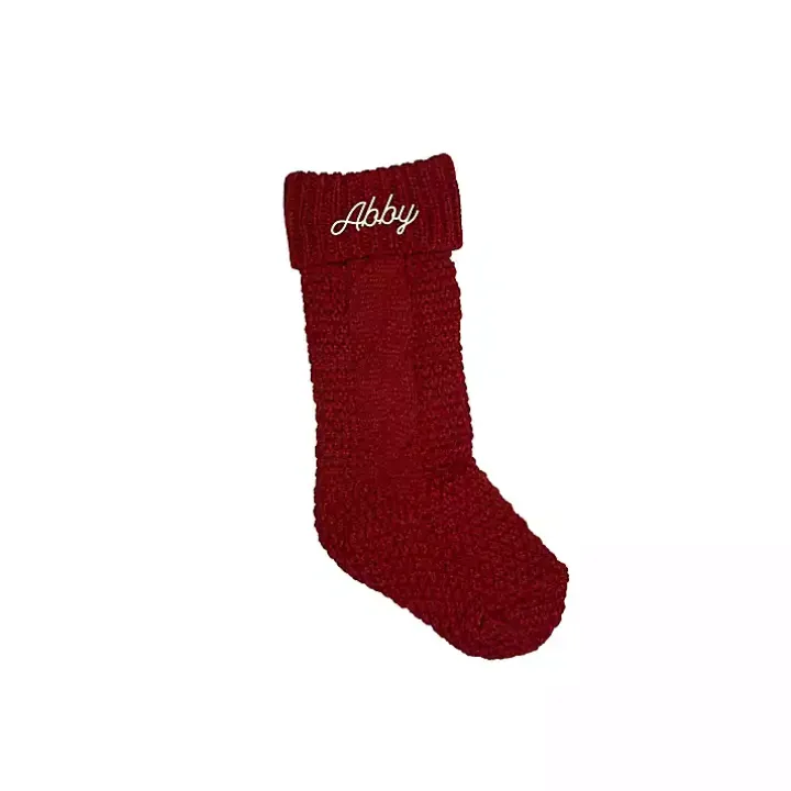 Personalized Red Cursive Embroidered Stocking