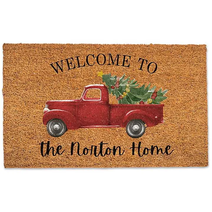 Personalized Welcome Christmas Truck Doormat