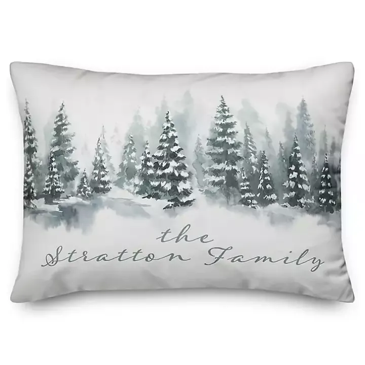 Personalized Winter Tree Landscape Pillow