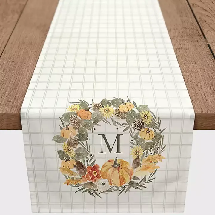 Personalized Wreath Monogram Table Runner, 72 in.
