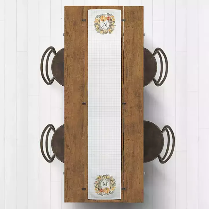 Personalized Wreath Monogram Table Runner, 90 in.