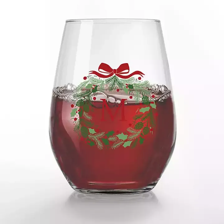 Personalized Wreath Wine Glasses, Set of 2