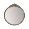 Pewter Wood Carved Rosettes Wall Mirror