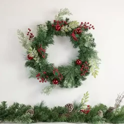 Pine and Berry Christmas Wreath, 24 in.