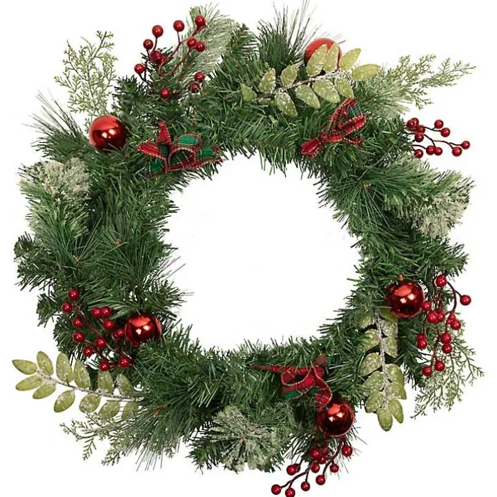 Pine and Berry Christmas Wreath, 24 in.