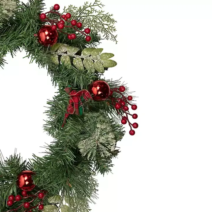 Pine and Berry Christmas Wreath, 24 in.