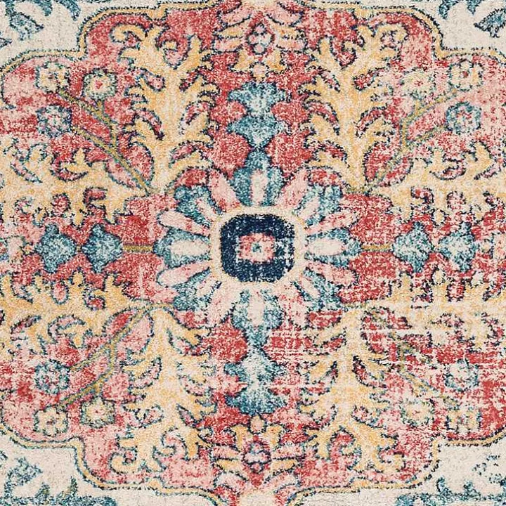 Pink and Blue Traditional Medallion Area Rug, 8x12