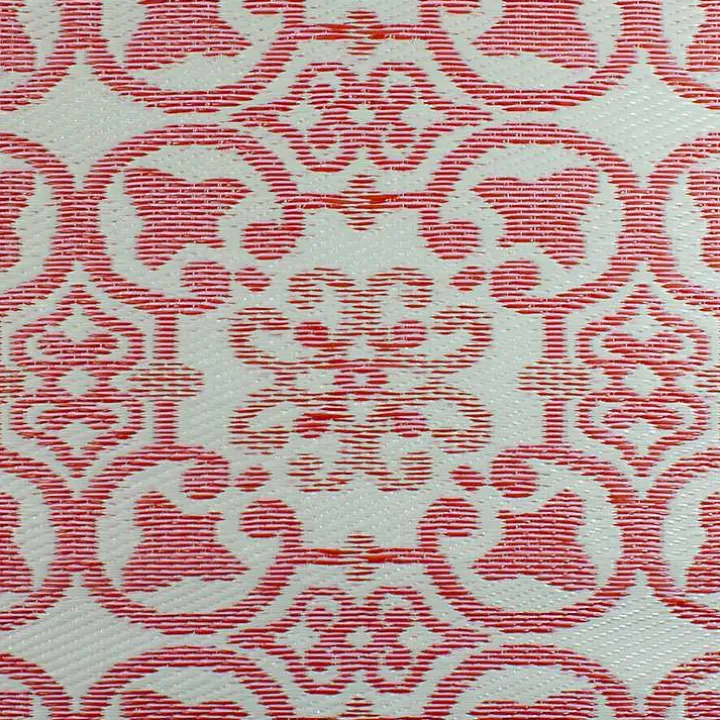 Pink and Cream Floral Tile Outdoor Area Rug, 4x6