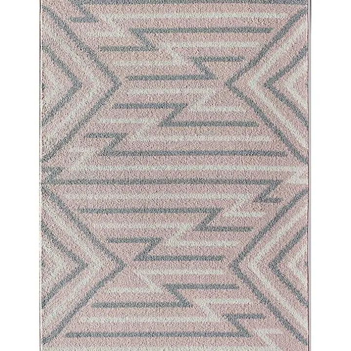 Pink and Gray Zigzag Area Rug, 8x10