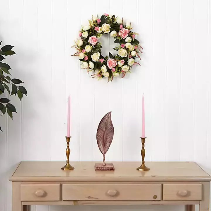 Pink and Ivory Roses Wreath