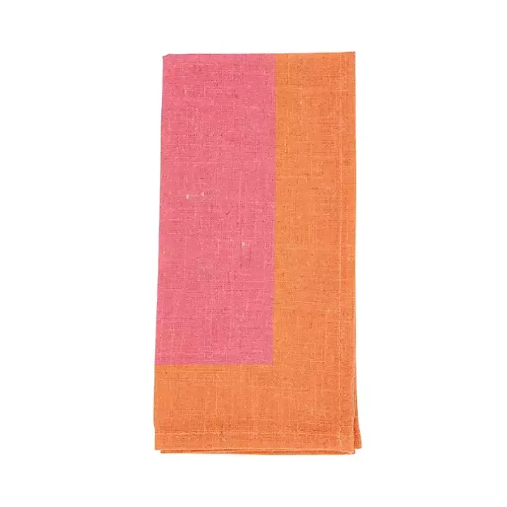 Pink and Orange Colorblock Napkins, Set of 4