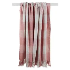 Pink and White Buffalo Check Throw