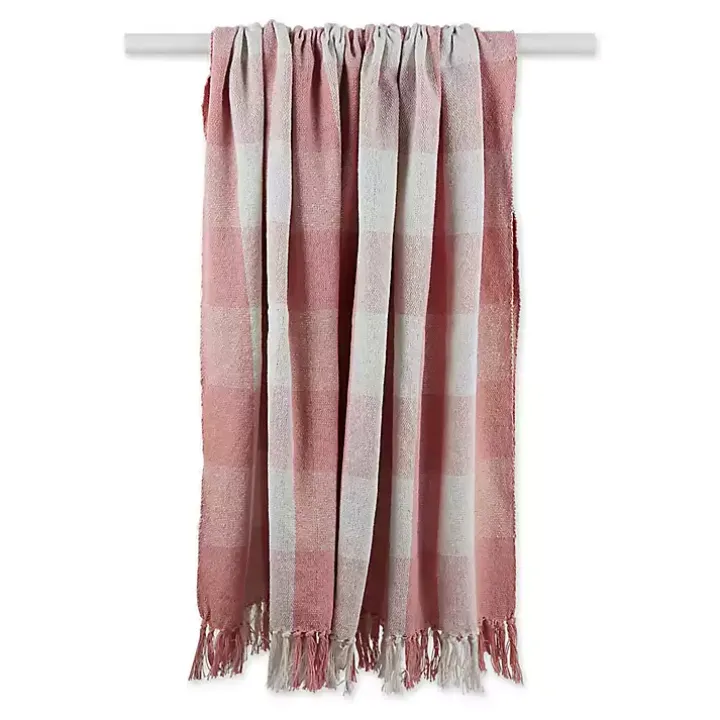 Pink and White Buffalo Check Throw