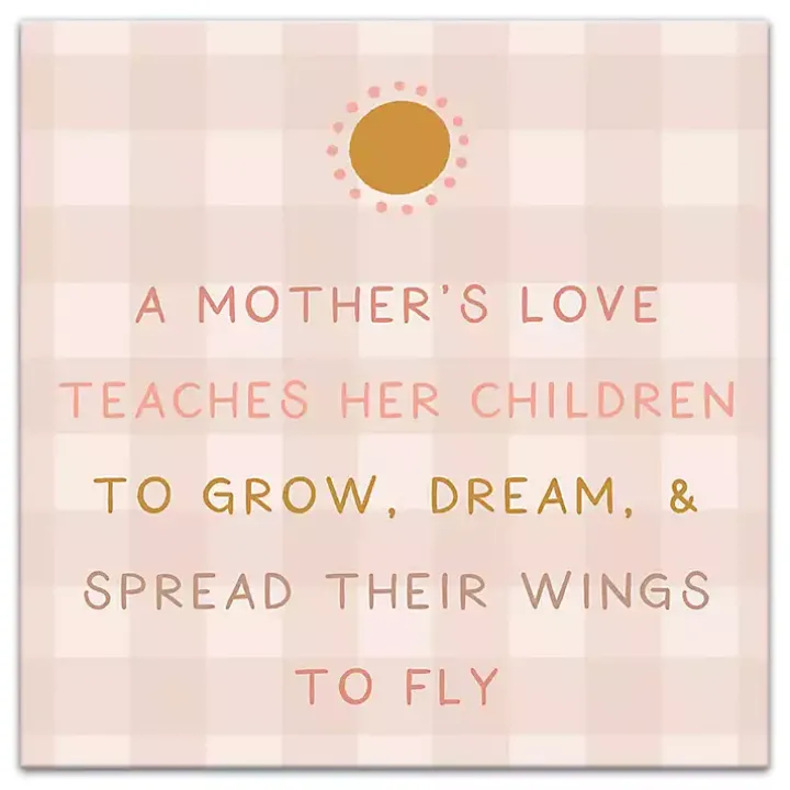 Pink Checkered A Mother's Love Canvas Art Print