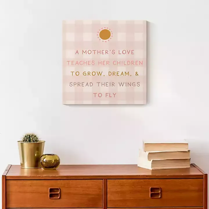 Pink Checkered A Mother's Love Canvas Art Print