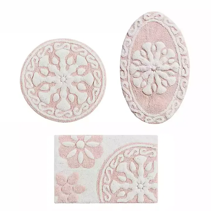 Pink Cotton Tufted Medallion Bath Mat, 30 in.
