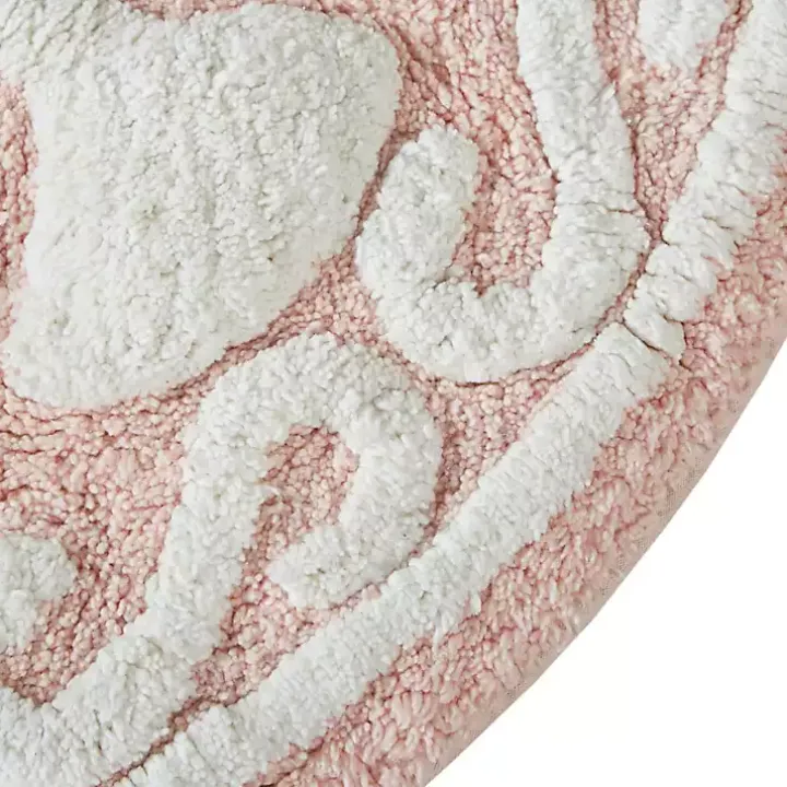 Pink Cotton Tufted Medallion Bath Mat, 25 in.