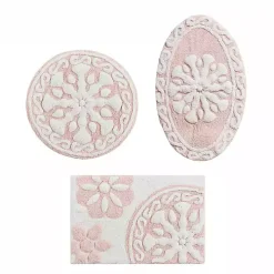 Pink Cotton Tufted Medallion Bath Mat, 25 in.