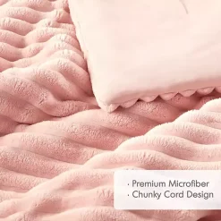 Pink Fluffy Ribbed 3-pc. King Comforter Set