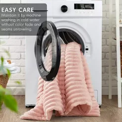 Pink Fluffy Ribbed 3-pc. King Comforter Set
