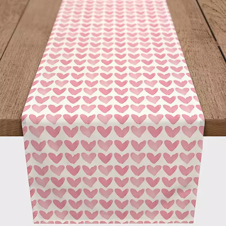 Pink Hearts Cotton Twill Valentine's Runner